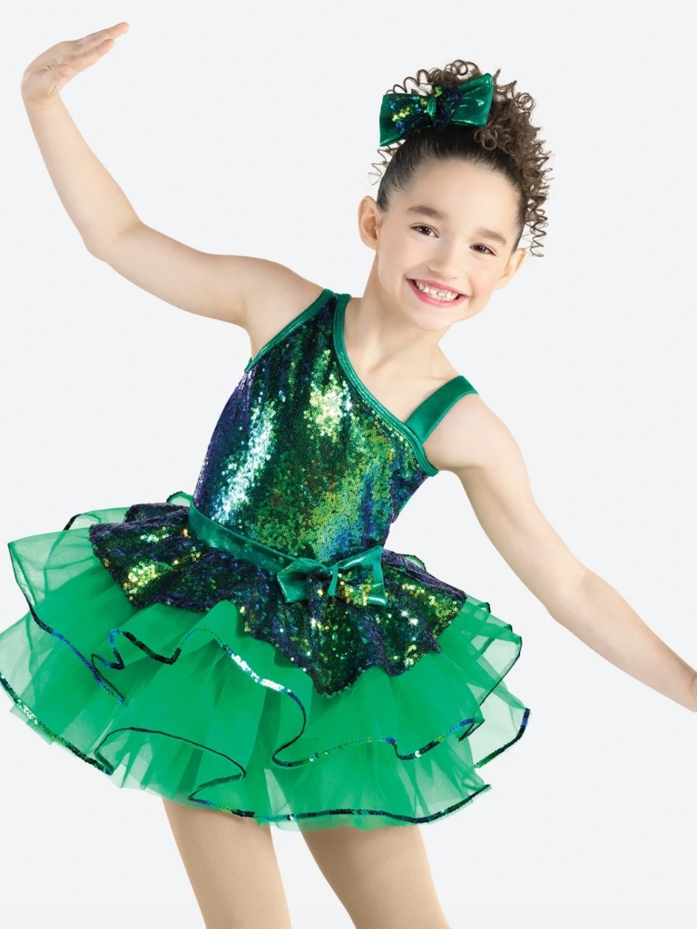 Revolution Dancewear Deck The Halls Sequin Recital Costume & Bow Girls Size SC
